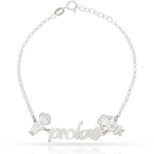 Pulsera plata 925 profe + 2 niños