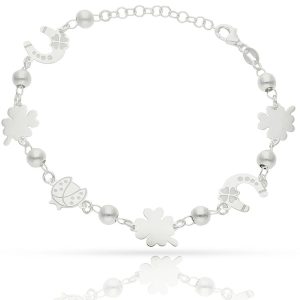 Pulsera plata 925 suerte mix abalorios