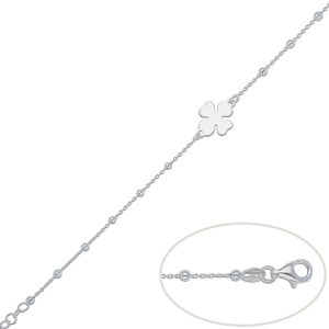 Pulsera plata 925 trebol + bolas