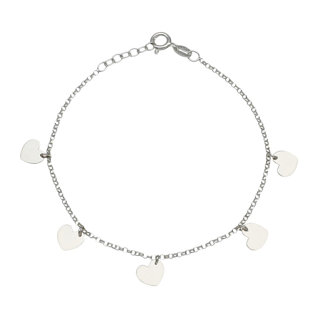 Pulsera plata mini charms corazones. 7mm Pulsera plata mini charms corazones