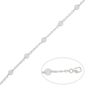 Pulsera plata perlas 18.50cm