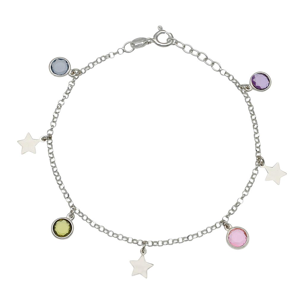 Tobillera plata 925 estrellas + piedras Tobillera plata 925 estrellas + piedras