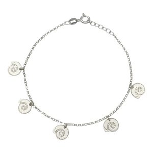 Tobillera plata 925 mini charms caracolas