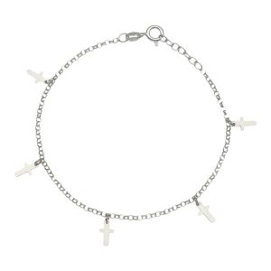 Tobillera plata 925 mini charms cruces