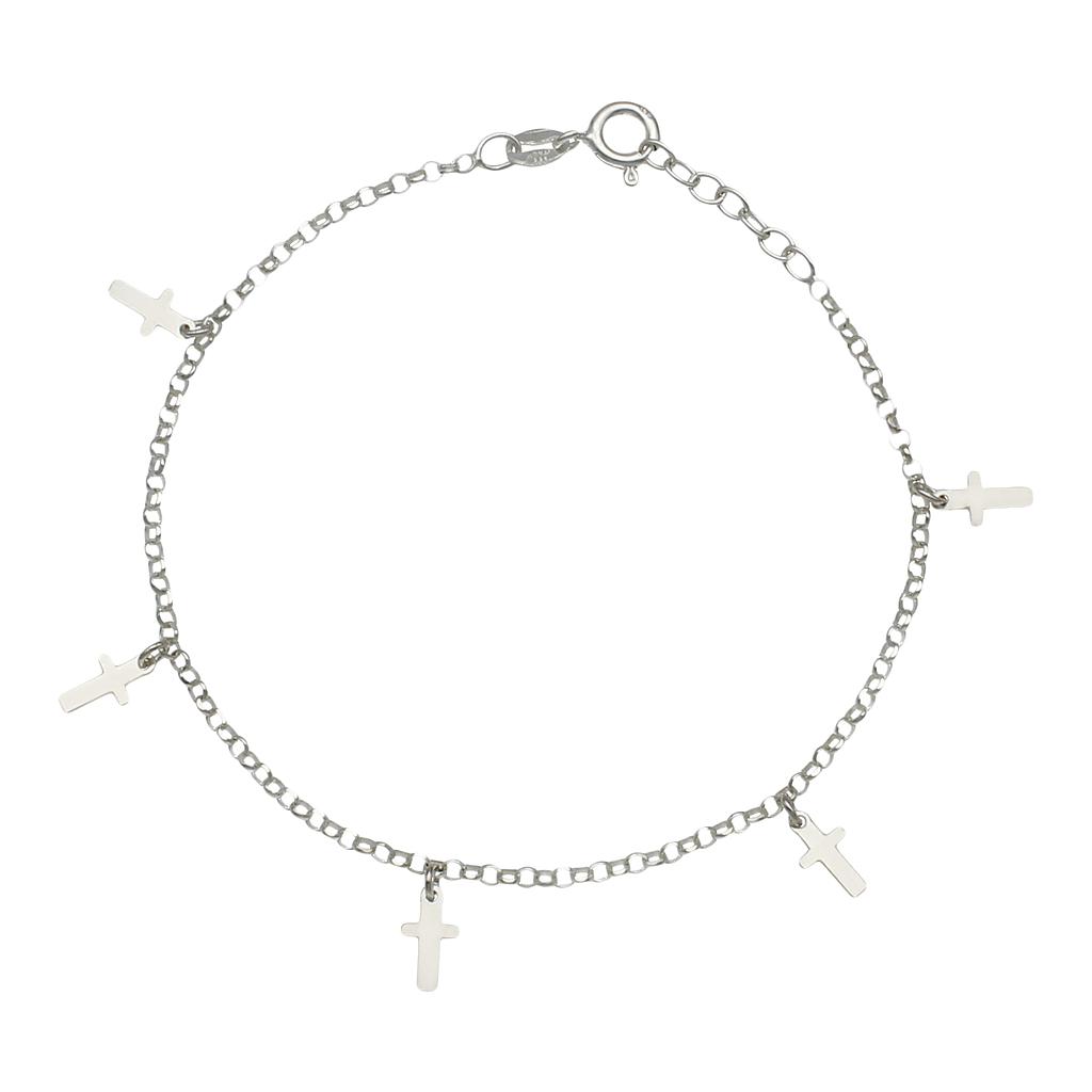 Tobillera plata 925 mini charms cruces Tobillera plata 925 mini charms cruces