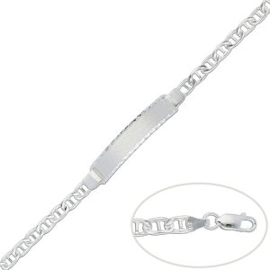 pulsera ancla plata con placa 5mm