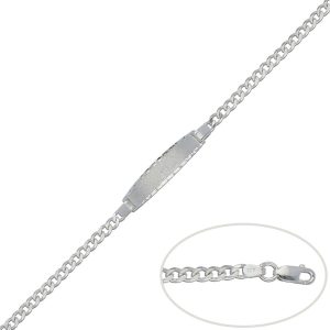 pulsera barbada 4mm plata con placa