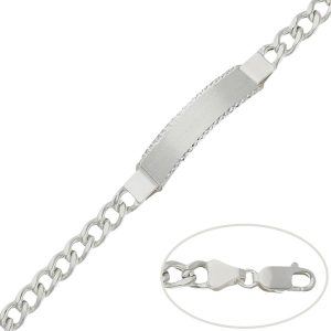 pulsera barbada 7mm plata con placa