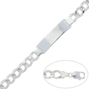 pulsera barbada con placa plata 10mm