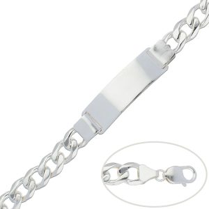 pulsera barbada plata con placa 11mm