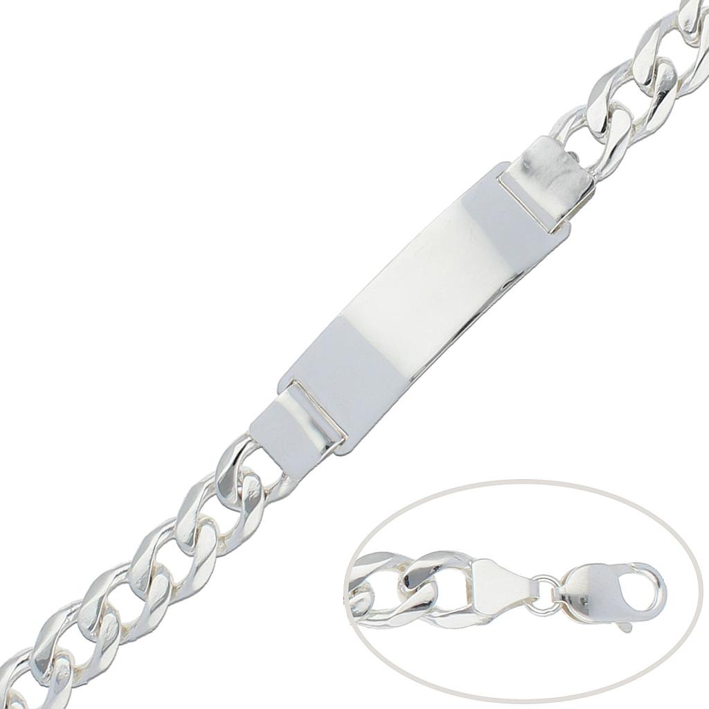 Pulsera barbada plata con placa. 11mm pulsera barbada plata con placa 11mm