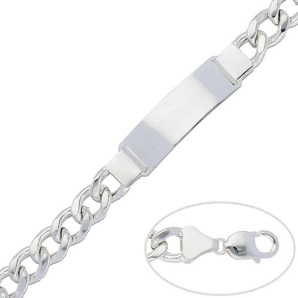 Esclava de Plata Barbada 12mm pulsera barbada plata con placa 12mm