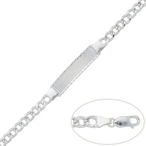 pulsera barbada plata con placa 6mm