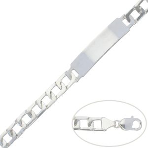 pulsera con placa brillo plata 9mm