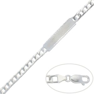 pulsera con placa matizada plata 6.50mm