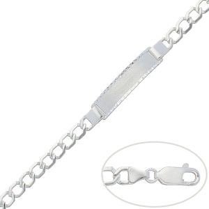 pulsera con placa matizada plata 7mm