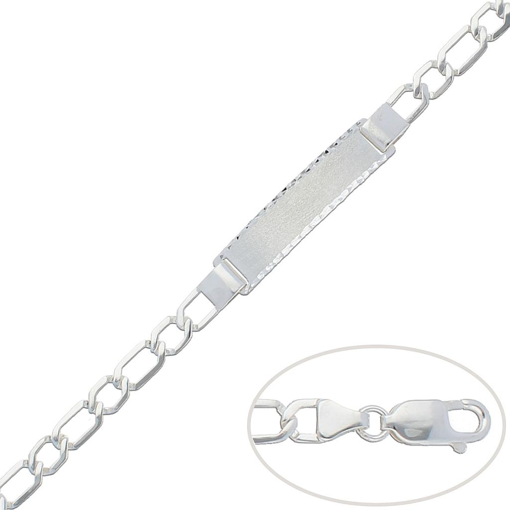 Pulsera plata 925. Eslabón 1x1. Placa Matizada. 6.50mm pulsera con placa plata 6.50mm