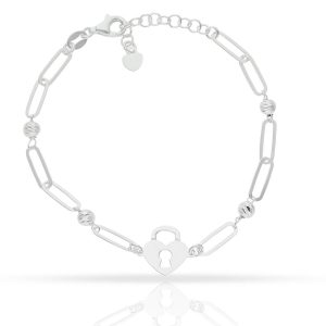 pulsera plata 925 candado + bolas