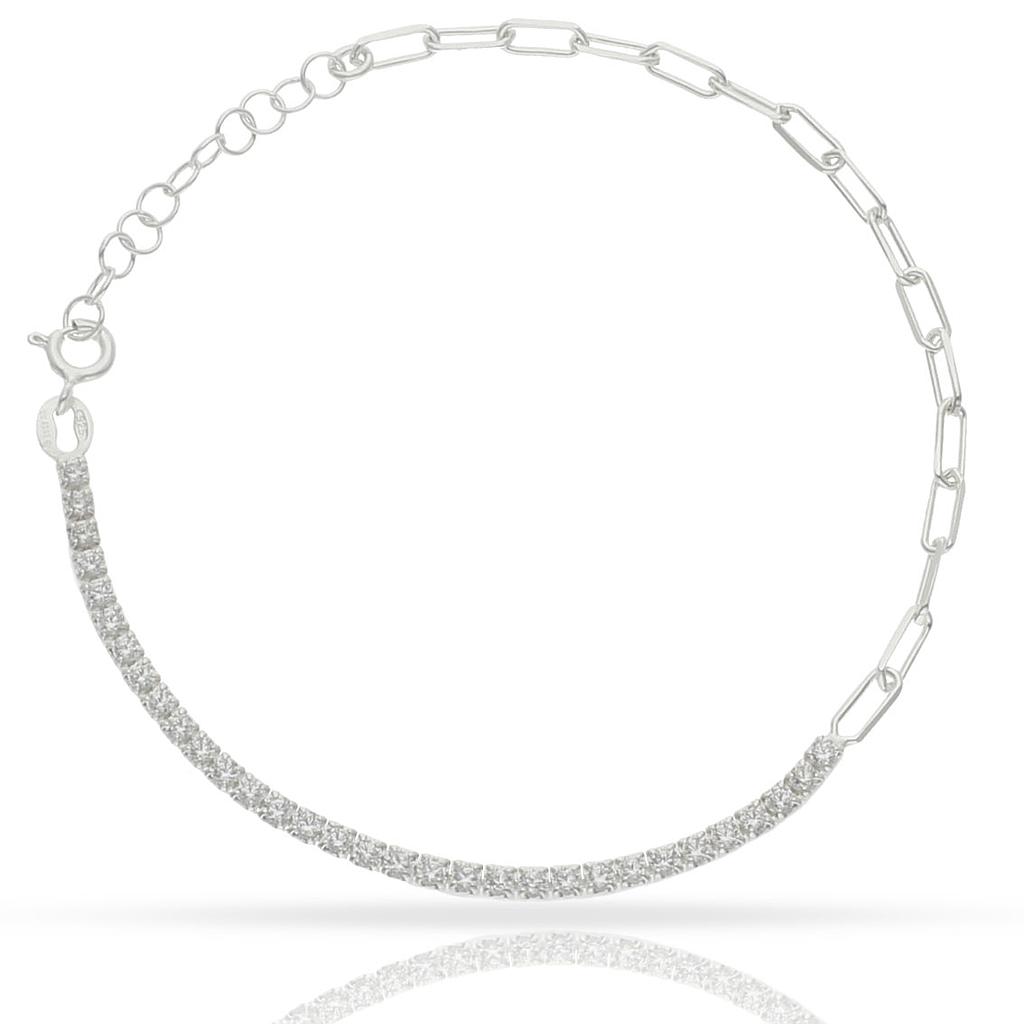 Pulsera plata 925 circonitas + eslabones pulsera plata 925 circonitas + eslavboles