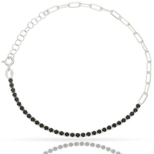 pulsera plata 925 circonitas negras + eslabones