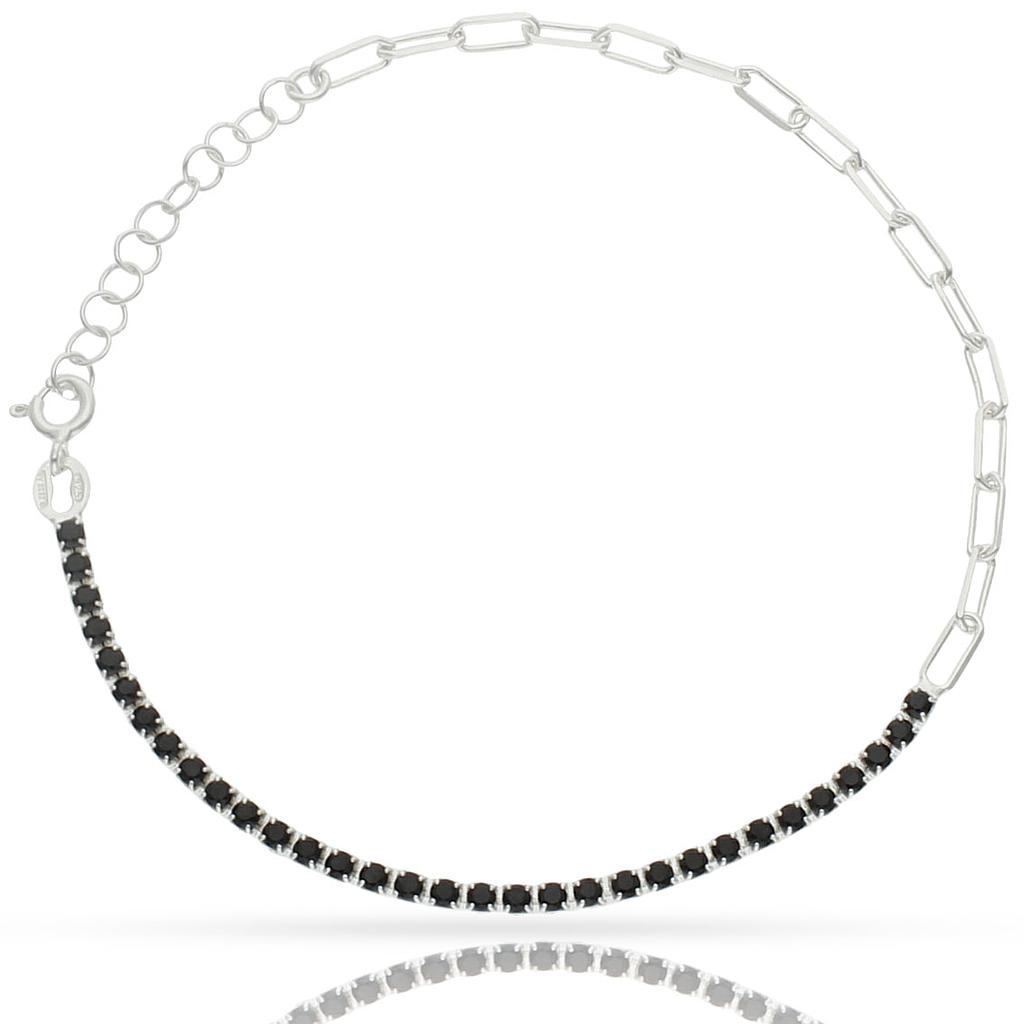 Pulsera plata 925 circonitas negras + eslabones pulsera plata 925 circonitas negras + eslabones