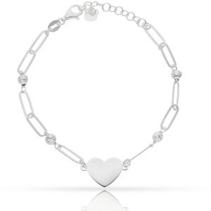 pulsera plata 925 corazon + bolas