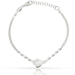 pulsera plata 925 corazon circonita + bolas