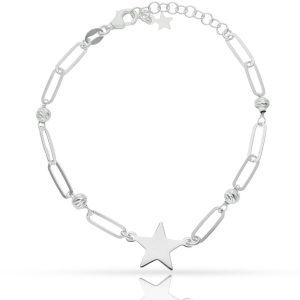 pulsera plata 925 estrella + bolas