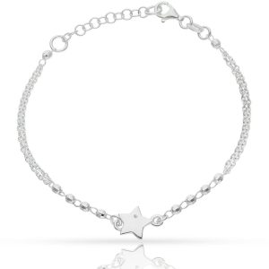 pulsera plata 925 estrella circonita + bolas