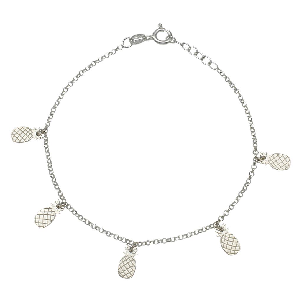 Pulsera plata mini charms piñas. 5x10mm pulsera plata 925 mini charms piñas