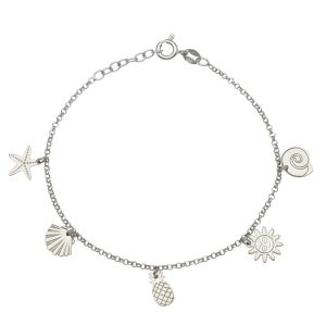 pulsera plata 925 mini charms playa