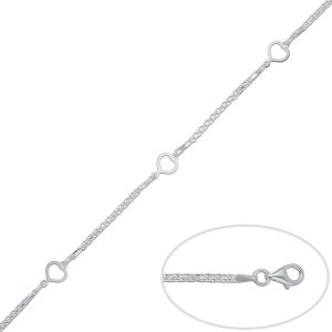 pulsera plata 925mm corazones