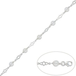 pulsera plata perlas y estrellas 17.50cm