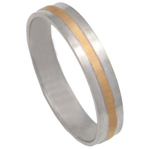 Alianza bicolor oro 18Kl brillo - mate. 4mm