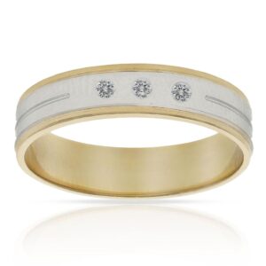 Alianza bicolor oro 18Kl 3 diamantes. 5mm