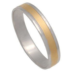 Alianza bicolor oro 18Kl mate - brillo. 4mm