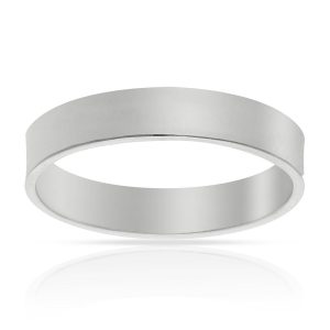Alianza lisa oro blanco 18Kl canto diamantado. 4mm