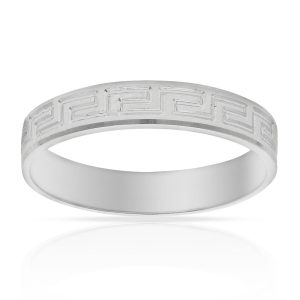 Alianza oro blanco 18KL greca. 4mm