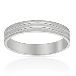 Alianza oro blanco 18KL tallada. 4mm