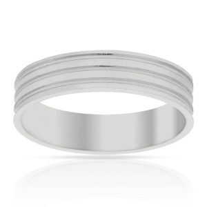 Alianza oro blanco 18KL tallada. 5mm