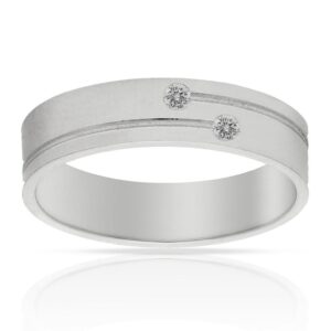 Alianza oro blanco 18Kl 2 diamantes. 5mm
