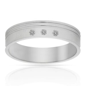 Alianza oro blanco 18Kl 3 diamantes. 5mm
