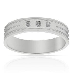 Alianza oro blanco 18kl tallada 3 diamantes. 5mm