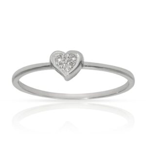 Anillo compromiso oro blanco 18Kl corazón diamantes