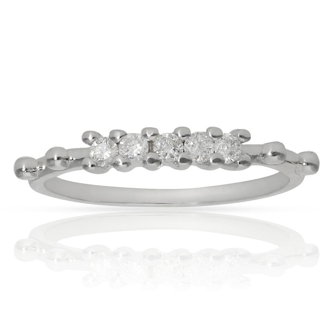 Anillo compromiso oro blanco 18Kl con 5 diamantes - Poseidón Anillo compromiso oro blanco 18Kl diamantes