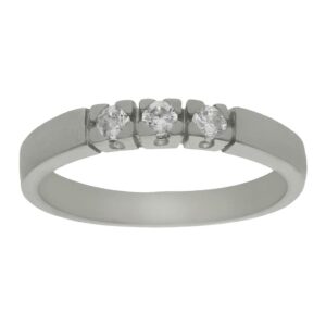 Anillo compromiso oro blanco 18kl 3 diamantes - Océano