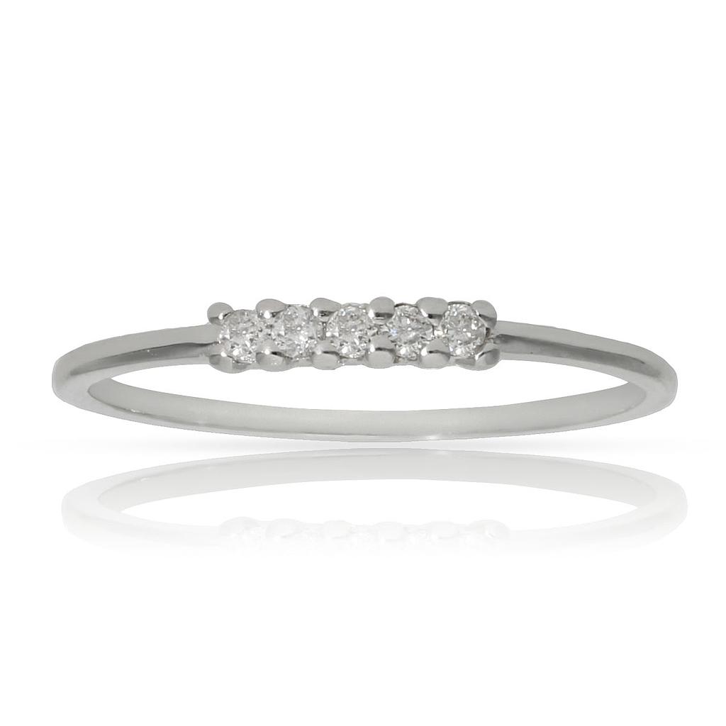 Anillo compromiso oro blanco 18kl con 5 diamantes - Eros Anillo compromiso oro blanco 18kl diamante - Eros