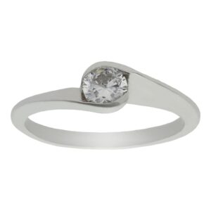Anillo compromiso oro blanco 18kl diamante - Teseo