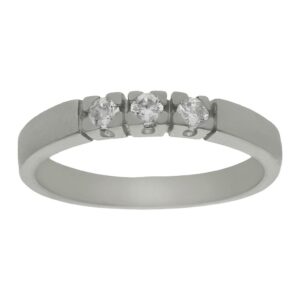 Anillo compromiso oro blanco 18kl 3 circonitas - Anuket