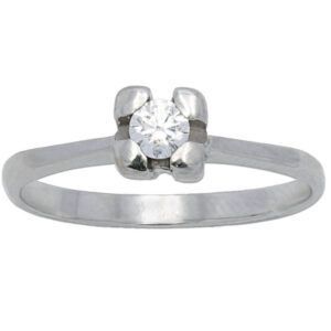 Anillo compromiso oro blanco 18kl circonita - Fama
